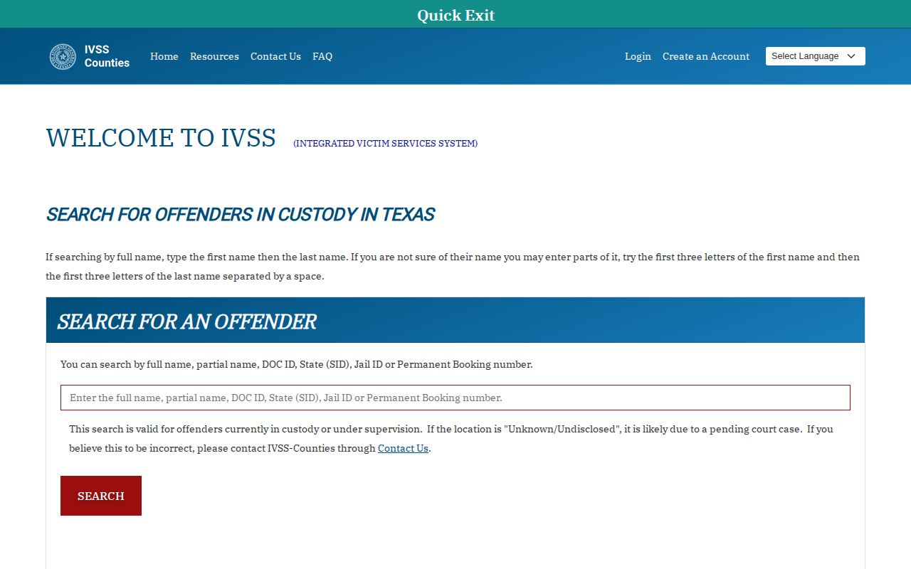 McMullen County release notification search in IVSS Counties