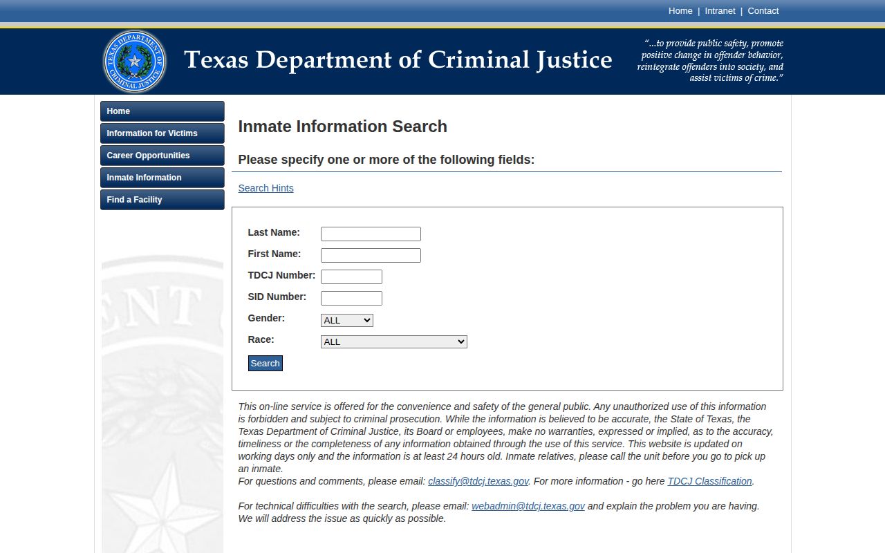 McMullen County released inmate TDCJ offender search