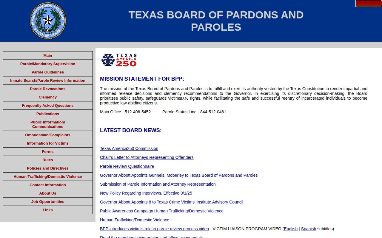 McMullen County parole release Board of Pardons and Paroles page